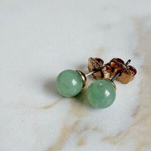 Vintage Avon Jade Ball Stud Earrings with Gold Love Knot Pair NIB 90s 382